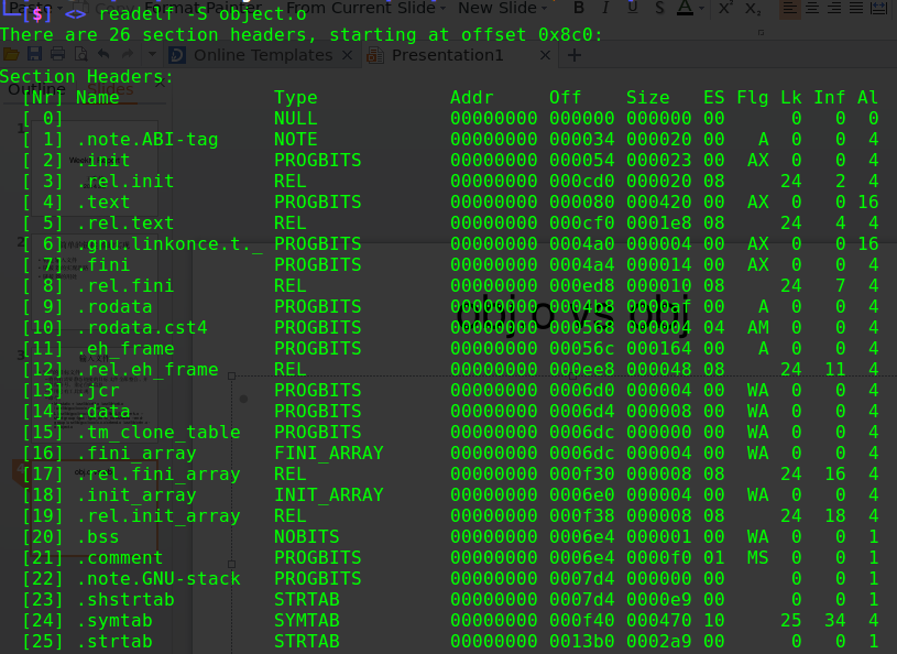 目标文件的段表